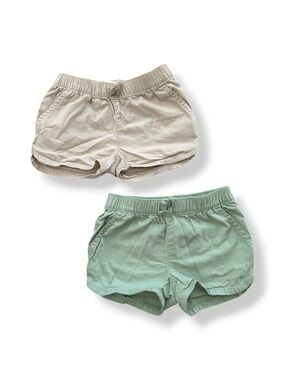 2 Pcs Place Khaki Olive Cotton Pull-On Shorts Set Size 5